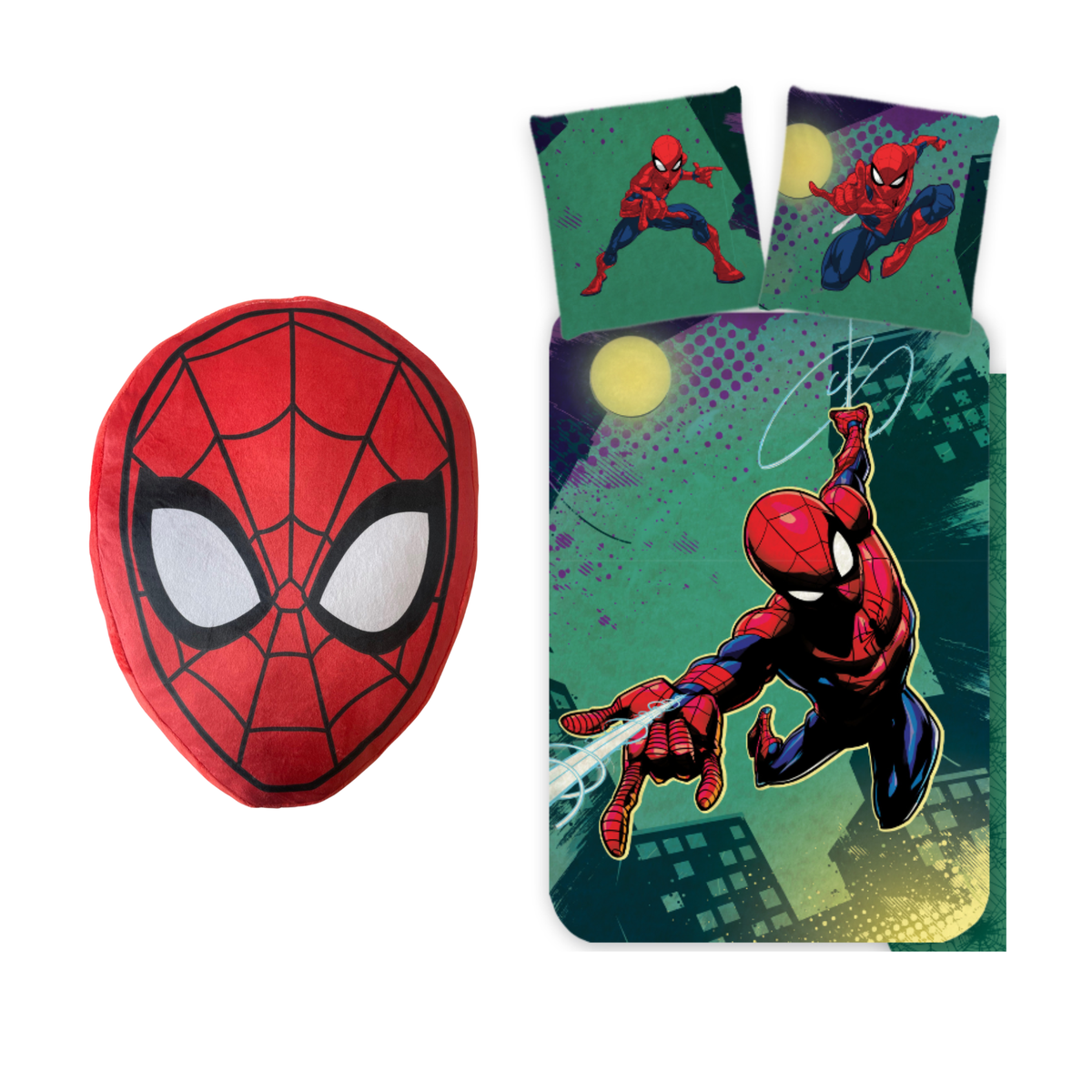 Spiderman slaapkamerset; dekbedovertrek en kussen