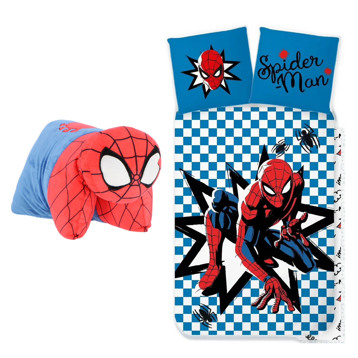 Spiderman slaapkamerset; dekbedovertrek en 2in1 kussen