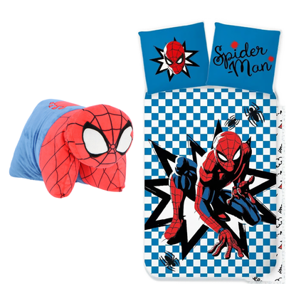 Spiderman slaapkamerset; dekbedovertrek en 2in1 kussen