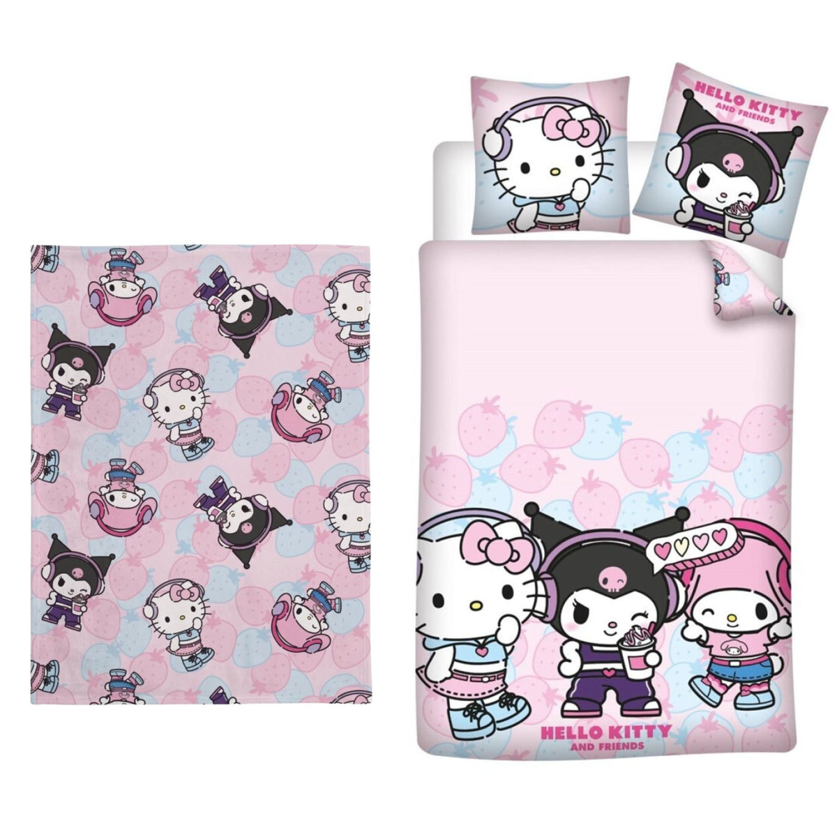 Hello Kitty slaapkamerset; dekbedovertrek en fleece deken
