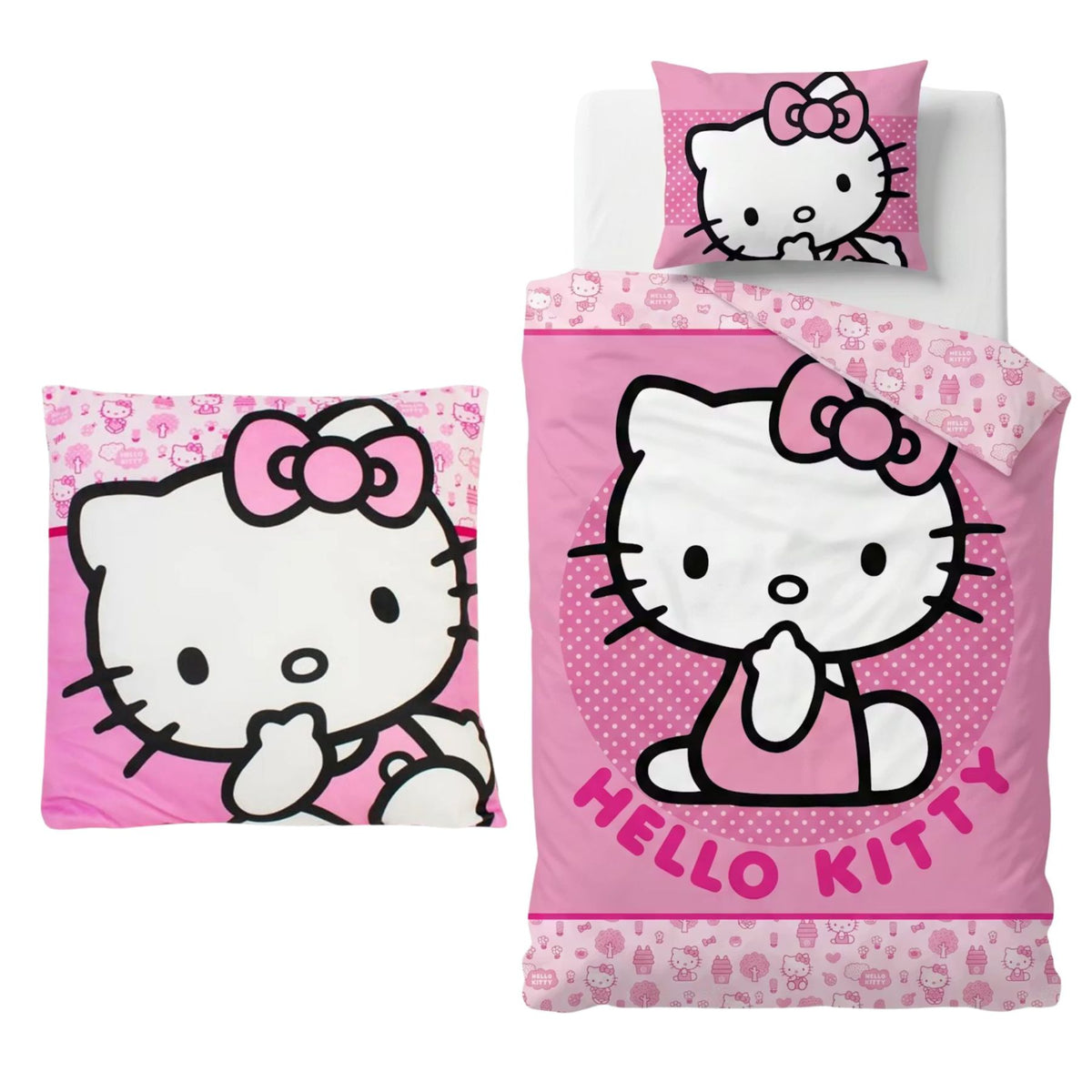 Hello Kitty slaapkamerset; dekbedovertrek en kussen